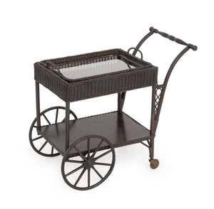 Vintage Brown Painted Wicker Tea Trolley