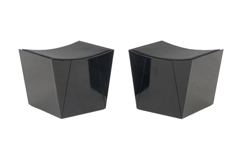 Modern Black Lacquered Ottomans, Pair