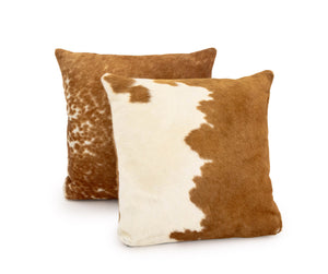 Modern Cowhide Throw Pillows, Pair