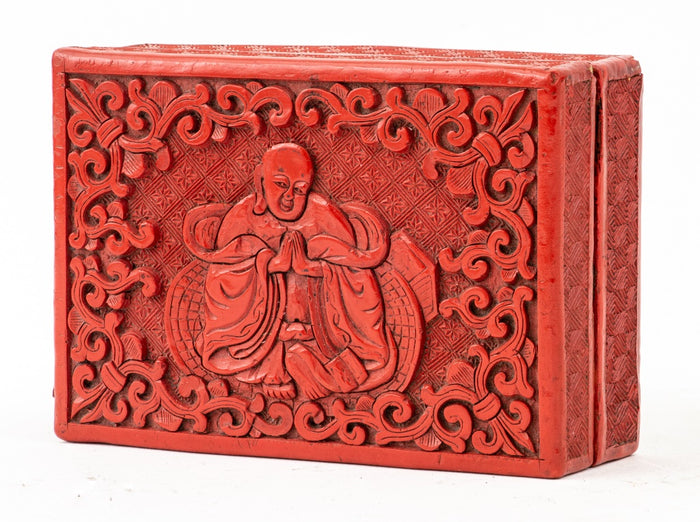 Chinese Cinnabar Buddha Decorative Box