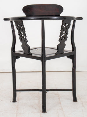 Chinese Export MOP Inlaid Ebonized Corner Chair (9741292929331)