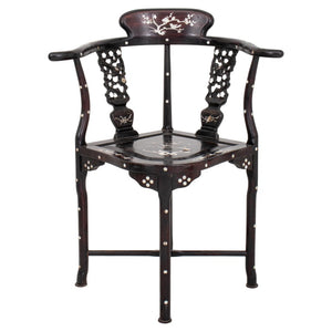 Chinese Export MOP Inlaid Ebonized Corner Chair (9741292929331)