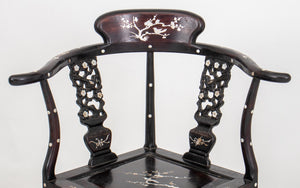 Chinese Export MOP Inlaid Ebonized Corner Chair (9741292929331)