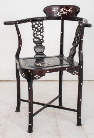 Chinese Export MOP Inlaid Ebonized Corner Chair (9741292929331)