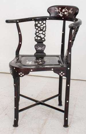 Chinese Export MOP Inlaid Ebonized Corner Chair (9741292929331)