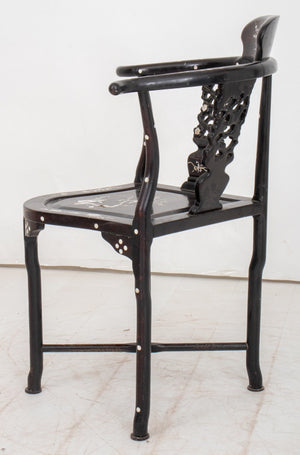 Chinese Export MOP Inlaid Ebonized Corner Chair (9741292929331)