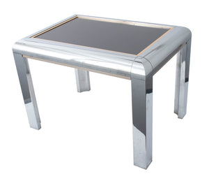 Milo Baughman Chrome & Gilt Brass Side Table (9689936593203)