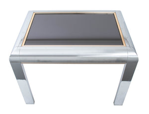 Milo Baughman Chrome & Gilt Brass Side Table (9689936593203)