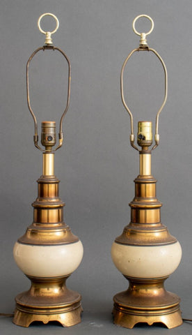 Vintage Brass and Ceramic Table Lamp, Pair