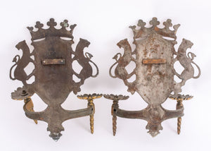 Spanish Style Heraldic Two Light Sconces, pair (8949412692275)