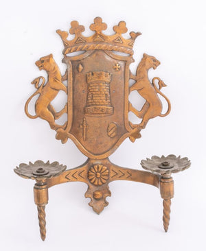 Spanish Style Heraldic Two Light Sconces, pair (8949412692275)