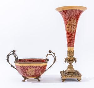 Chinese Ormolu Mounted Porcelain Vase & Bowl (8339293569331)