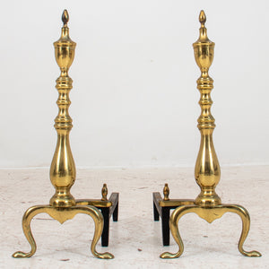 Federal Style Brass Andirons, Pair (8581902631219)