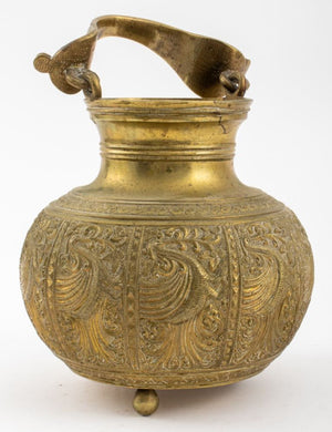 Asian Hand-Chased Brass Vessel with Crane Motif (8901272633651)