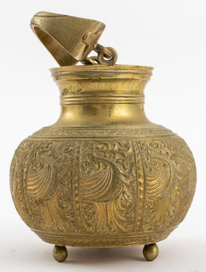 Asian Hand-Chased Brass Vessel with Crane Motif (8901272633651)