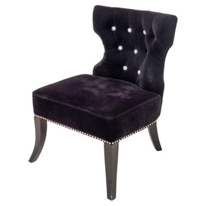 Hollywood Regency Black Velvet Lounge Chair (8292227645747)