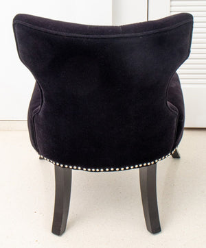 Hollywood Regency Black Velvet Lounge Chair (8292227645747)