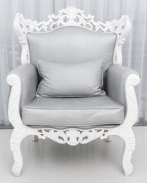 Baroque Revival White Faux Alligator Skin Armchair (8416370393395)