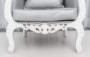 Baroque Revival White Faux Alligator Skin Armchair (8416370393395)