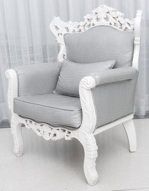 Baroque Revival White Faux Alligator Skin Armchair (8416370393395)