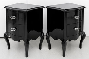 Rococo Revival Black Lacquered Nightstand, Pair (8256360317235)