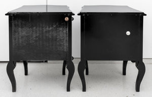 Rococo Revival Black Lacquered Nightstand, Pair (8256360317235)