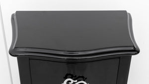 Rococo Revival Black Lacquered Nightstand, Pair (8256360317235)