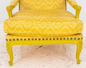 Louis XV Style Yellow Painted Upholstered Armchair (8311064625459)