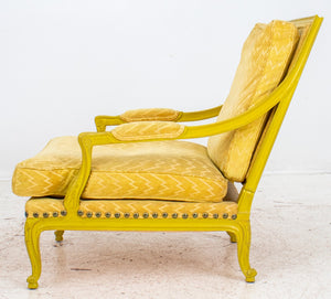 Louis XV Style Yellow Painted Upholstered Armchair (8311064625459)