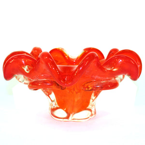 Fiery Orange Murano Glass Flower Bowl (6719730286749)