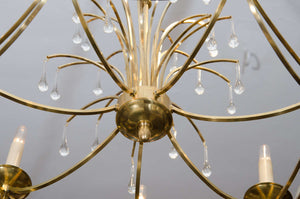 1960’s Swedish Waterfall Brass and Crystal Chandelier (6719671009437)