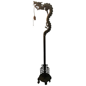Chinese Art Deco Brass Dragon Floor Lamp (6719809847453)