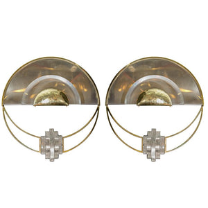 Art Deco Inspired Half-Circle Sconces, Pair (6719568904349)