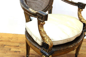 Continental Neoclassical Masque Carved & Parcel Gilt Arm Chair (6783306301597)