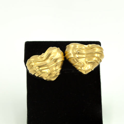 1990 Angela Cummings Heart Earrings in 18K yellow gold