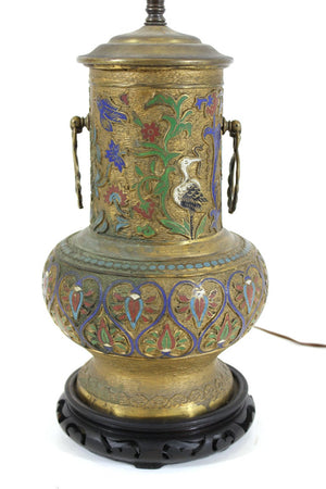 Asian Art Deco Champlevé Enamel Urn Table Lamp (6955268571293)