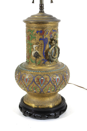 Asian Art Deco Champlevé Enamel Urn Table Lamp (6955268571293)