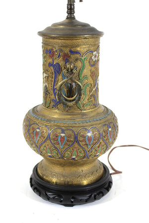 Asian Art Deco Champlevé Enamel Urn Table Lamp (6955268571293)