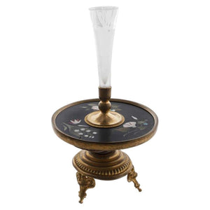 Neoclassical Style Pietra Dura Inlaid & Brass Mounted Candle Holder (6757234933917)