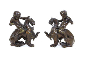 Victor Paillard French Bronze Putti Riding Chimera (6785159626909)