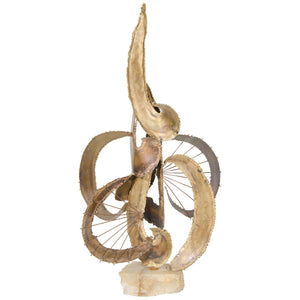 Brutalist Mixed Metal and Alabaster Sculpture Inspired by Curtis Jere (6719765971101)