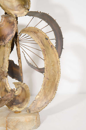 Brutalist Mixed Metal and Alabaster Sculpture Inspired by Curtis Jere (6719765971101)