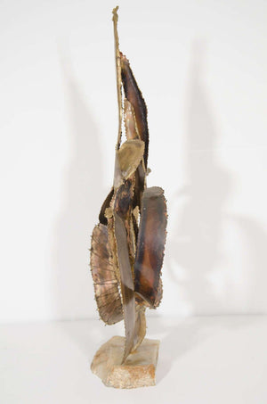 Brutalist Mixed Metal and Alabaster Sculpture Inspired by Curtis Jere (6719765971101)