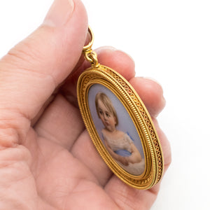 Etruscan Revival 18K Yellow Gold Locket Pendant with a Child’s Portrait (6720008355997)