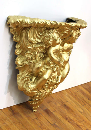 Baroque Revival Style Gilt Wall Bracket with Putti (6720027885725)