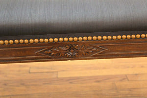 Victorian Gothic Revival Carved Wood Banquette Ottoman (6720049250461)