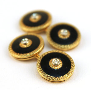 Cuff Link Set in Gold, Onyx and Diamonds (6719790317725)