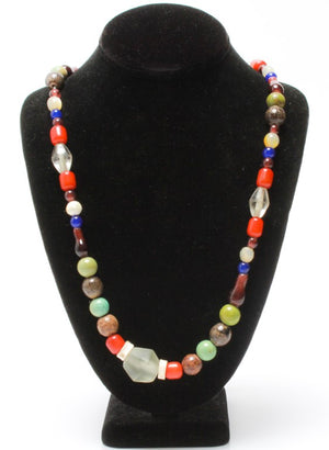 Hardstone, Turquoise & Glass Beads Necklace (6719994560669)