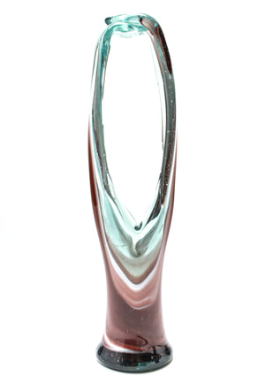 Modern Studio Art Glass Basket-Form Vase