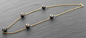 14K Yellow Gold Black Baroque Pearl Necklace (7461425643677)
